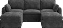 HONBAY Grey Chenille Fabric Modular Sectional Sofa with Storage, U Shaped Sectional Couch for Living Room, 111.10W x 66.20D x 35.40H inches by CozyNest Decor