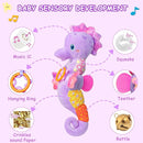 Fuzqq Baby Girl Toys 0-6 Months,Musical Stuffed Animal Plush Toy with Rattle,Soft Newborn Toy for 0 3 6 9 12 Months Girls,Baby Girl Gift,Purple by TinyTreasures Baby Boutique
