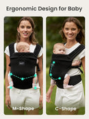 GROWNSY Baby Carrier Newborns to Toddlers, Ergonomic Baby Toddler Carrier Slings Wraps with Head Support, Easy to Wear,Infant Carrier Baby Gift,Travel and Hiking Friendly, for Babies 7 to 44 lb(Black) by TinyTreasures Baby Boutique