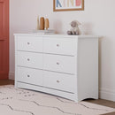 Storkcraft Crescent 6 Drawer Double Dresser (White) – GREENGUARD Gold Certified, Nursery Dresser for Kids Bedroom by TinyTreasures Baby Boutique