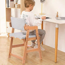 Ezebaby Wooden High Chair, Adjustable Highchair for Toddlers to Teens with Steps, Kids Dining Chair, Study Chair with Removable Cushion (Natural Color) by TinyTreasures Baby Boutique
