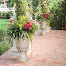 Worth Garden Plastic Urn Planters for Outdoor Plants, Tree 22'' Tall 2 Pack Round Classic Resin Flower Pots Indoor Beige Traditional Front Porch 15 in Dia. Large Imitation Stone Decorative Patio Deck by CozyNest Decor