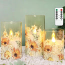 MELTONE Autumn Sunflower Flameless Candles Remote Real Wax Flickering Battery Operated Glass Candles - Home Party Bedroom Birthday Christmas Summer Fall Decorations by CozyNest Decor