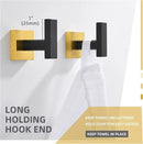 Angle Simple Bathroom Towel Hook 2 Pack, SUS 304 Stainless Steel Bath Robe Coat Holder Wall Mounted, Black & Gold by CozyNest Decor
