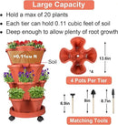 Vertical Planter 4 Tier Stackable Planters Garden Planters Strawberry Herb Flower and Vegetable Planter Indoor Outdoor Gardening Pots with Removable Wheels and Tools 2-Pack by GreenHaven Gardens