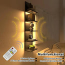 5 Tier Wall Shelf Unit, Black Modern Vertical Lack Wall Shelves with Light, Wall Mount, Floating Column Home Decor Shelves for Bedroom, Living Room, Vanity Storage Display by CozyNest Decor