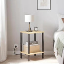 TUTOTAK End Table with Charging Station, Set of 2, Small Side Table with Outlets, Nightstand Bedside Table, 2-Tier Storage Shelf for Small Space, Living Room, Bedroom Oak TB01BO041 by CozyNest Decor