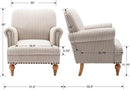 chairus Linen Accent Chair for Living Room Upholstered Mid Century Modern Single Sofa Chair with Solid Wood Legs Comfy Reading Chair Armchair for Bedroom/Office Room/Recption/Lounge, Khaki Stripe by CozyNest Decor