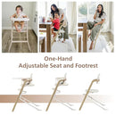 Unilove Grow with Me 2-in-1 Baby High Chair – Adjustable Toddler Chair with Baby Set, Removable Harness, One-Hand Seat & Footrest Adjustment, for Ages 6-60 Months - Sandy Beige by TinyTreasures Baby Boutique