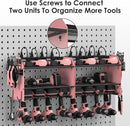 CCCEI Modular Power Tool Organizer Wall Mount with Charging Station. Garage 4 Drill Storage Shelf with Hooks, Drill Bit Heavy Duty Rack, Pink Tool Battery Holder Built in 8 Outlet Power Strip. by GreenHaven Gardens