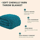 L'AGRATY Chunky Knit Blanket Throw: 60''x80'' Chenille Chunky Knitted Throw Blanket for Bed Couch - Handmade Thick Big Cable Knit Blanket - Large Crochet Rope Blanket for Home Decor(Teal) by CozyNest Decor