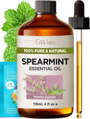 Gya Labs Spearmint Essential Oil for Facial Hair - Huge 4 Fl Oz - 100% Pure Natural Spearmint Oil for Diffuser, Skin, Massage, Aromatherapy & Candle Making Scent by CozyNest Decor
