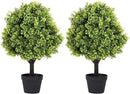 27“ Realistic Artificial Boxwood Topiary Trees Set of 2, Faux Boxwood Plants Outdoor UV-Resistant, No Maintenance Curb Appeal Fake Evergreen Bushes & Shrubs for Front Porch Outside Planter Decor by GreenHaven Gardens