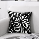 Alysheer Farmhouse Floral Leaves Embroidered Decorative Throw Pillow Cover 18x18 inches, Boho Tufted Flowers Embroidery Pattern Chic Cotton Cushion Case for Couch Bed Sofa Living Room(Black) by CozyNest Decor