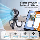 Stroller Fan, Battery Operated Baby Stroller Fans, 8000mAh Rechargeable Fans, 75° Auto Oscillation Portable Fan, 5-12H Runtime, 4 Speeds Wind, Detachable Base & LED Display by TinyTreasures Baby Boutique