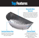 SnS Grills Patented Slow ‘N Sear® Deluxe Insert - Stainless Steel Charcoal Basket with Removeable Water Reservoir for Low ‘N Slow Smoking & Charcoal Grilling on Weber & Other Kettle Grills - 22 in by GreenHaven Gardens