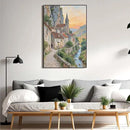 Small town scenery poster on the bank of the mountain stream is suitable for living room bedroom and office natural oil painting poster by CozyNest Decor