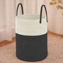 Large Woven Laundry Basket Hamper,80L Cotton Rope Storage Bin for Blankets,Toys and Clothes,Decorative Tall Nursery Hamper for Living Room,Baby Nursery,Bathroom and Bedroom,White and Black by CozyNest Decor