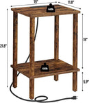 TUTOTAK End Table with Charging Station, Small Side Table with Outlets, Nightstand Bedside Table, 2-Tier Storage Shelf for Small Space, Living Room, Bedroom, Brown TB01BB040C by CozyNest Decor