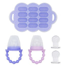 WeeSprout Baby Food Feeder Set - 2 Silicone Feeders & Reusable Freezer Tray with Lid - BPA-Free Fresh Fruit & Veggie Pacifier for Babies & Toddlers - Double as Teething Toys - Dishwasher Safe by TinyTreasures Baby Boutique