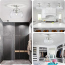 WUZUPS Chandelier Rustic Farmhouse Industrial Round Semi-flushmount Ceiling LED Light Fixture with Clear Glass Shades for Bathroom Kitchen Foyer Entryway, H 11.8" x W 13.4", E26 Base, Brushed Nickel by CozyNest Decor
