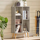 5 Cube Small Bookshelf,3 Tier Mid-Century Modern Bookcase with Legs,Wood Bookshelves Storage Organizer Shelf,Free Standing Narrow Book Shelves,Rustic Grey Corner Bookcases for Bedroom,Living Room by CozyNest Decor