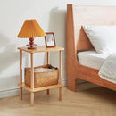 IBUYKE 2-Tier Side Table, Solid Wood Tall End Table with Storage Shelves, Nightstand Bedside Table for Living Room Bedroom Office, No-Tool Assembly, Natural UWST002N by CozyNest Decor