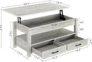 Rolanstar Coffee Table, Lift Top Coffee Table with Drawers and Hidden Compartment, Living Room Table with Wooden Lift Tabletop, for Living Room, Grey by CozyNest Decor