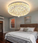 23.6'' Modern Crystal Chandeliers LED Dimmable Flush Mount Ceiling Chandeliers for Living Room Entrance Foyer Bedroom Silver by CozyNest Decor