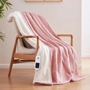 Sealy Electric Blanket Throw Size 50"*60",Super Cozy Flannel to Sherpa Reversible Heated Blanket Throw with 6 Heating Levels & 2-10 Hours Auto Off Overheating Protection Machine Washable,Pink by CozyNest Decor