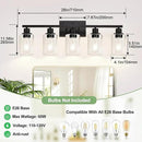 5-Light Bathroom Light Fixtures, Matte Black Modern Vanity Lights with Clear Glass Shades, Bathroom Vanity Light for Mirror Living Room Cabinet Bedroom Porch by CozyNest Decor