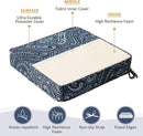 Square Corner Seat Cushions, 19" x 19" x 3", Set of 4, Indoor Outdoor Water Repellent Universal Chair Pads with Ties for Patio Furniture, Garden Deck Dining Chairs, Damask Blue Flower by GreenHaven Gardens