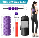 5 in1 Foam Roller Set, High Density Deep Tissue Massager for Muscle Massage, Massage Roller, Massage Ball, Resistance Band for Whole Body Physical Therapy Deep Muscle Massage (Purple) by CozyNest Decor