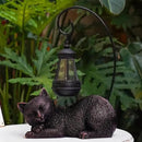 Cat Statue with Light Lantern Outdoor Garden Decor, Sleeping Cat Figurine with Solar-Powered LED Light, 13 Inches Tall Antique Bronze, Perfect for Gift Garden Decor or Housewarming for Cat Lovers by GreenHaven Gardens