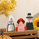 Amorita Fall Thanksgiving Decorations Wooden Turkey Pilgrim Couple Table Sign 3 Pcs Fall Thanksgiving Decor Standing Tabletop Sign Decor for Autumn Harvest - W by CozyNest Decor