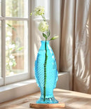 Nacome Fish Vase Glass Plant Terrarium with Wooden Stand,Planter Propagation Station for Home Office Hydroponics Desk Decoration,Unique Gardening Gifts for Plant Lovers Women Mom(Blue)