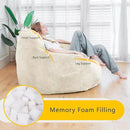 Giant Bean Bag Chair, Oversized Bean Bag Chairs for Adults and Kids, Gaming Chair Stuffed Memory Foam | Storage | Non-Slip, Removable Bean Bag Sofa Comfy Chair for Bedroom, Livingroom (Beige) by CozyNest Decor