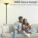 BoostArea Torchiere Floor Lamp, 30W Super Bright LED Standing Lamp, Stepless Dimmable Pole Lamp with 3000K Lighting, Rotary Switch, 70 Inch Tall Metal Modern Floor Lamps for Living Room/Bedroom Black by CozyNest Decor
