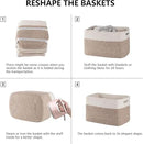 4 Pack Storage Baskets for Organizing, Woven Baskets for Shelves - Perfect for Toys, Books, Towels, and Clothes, Durable Gift Basket Bins Toy Storage, 12.7''Lx9''Wx7.8''H, Brown & White by CozyNest Decor