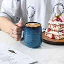 Hasense Coffee Mugs, 15 Ounce Porcelain Mugs Set of 2 with Handle for Morning Coffee Tea and Cocoa, Ceramic Coffee Cups Gift Box with Beautiful Glaze Coasters Spoons for Men and Women, Navy by CozyNest Decor