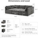 mopio Oversized Modular Sectional Sofa with Fully Removable Covers and Storage, Convertible U, L-Shaped and Sleeper Sectional, Modern Couches with Ottoman Chaise (Stone Gray Fabric, 6 Seats, Sleeper) by CozyNest Decor