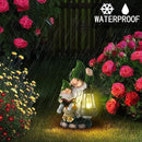 Solar Garden Gnome Statue Flocked Reading Parent & Child Gnomes with LED Light, Outdoor Waterproof Lawn Ornament Decor for Patio Lawn Yard Pathway Gift Idea for Women Mom Mothers Day by CozyNest Decor