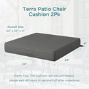 Codi Outdoor Couch Cushions 24x24 Inch, Thick Waterproof Seat Replacement Cushion with Handles & Adjustable Straps, Fade Resistant - Set of 2, Grey by GreenHaven Gardens