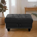 Ottoman Rectangular Storage Ottoman Bench, Faux Leather Footrest, Coffee Table, Stool Footstool with Hinged Lid for Living Room, Bedroom, Entryway, Black, 28.5"x19"x17.5" by CozyNest Decor