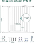 Babelio 36" Tall Upgraded Baby Gate with Cat Door, 29-43" Auto Close Durable Dog Gate for Stairs, Doorways and House, Easy Walk Thru Safety Gate with Pet Door Includes 4 Wall Cups, White by TinyTreasures Baby Boutique