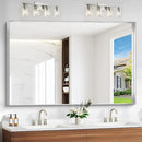 Silver Bathroom Mirror, 60x40 Inch Rectangular Framed Mirror, Large Wall Mounted Bathroom Vanity Mirror Over Sink for Bedroom,Restroom, Living Room, Hangs Vertically or Horizontally by CozyNest Decor