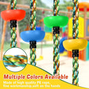 Tree Swing Climbing Rainbow Rope, Heavy Duty Swing Disc Seat Replacement for Kids with Hanging Strap and Platform Carabiners Indoor/Outdoor Playground Accessories (Red) by TinyTreasures Baby Boutique