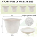 Plastic Flower Pots Planters for Indoor Plants, 4 Pack 12 Inch White Plant Pots with Drainage Hole & Tray, Modern Decorative Large Plant Pot with Saucer for Indoor Outdoor Plants Garden House Planter by CozyNest Decor