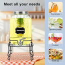2 Gallon Glass Drink Dispensers For Parties,Beverage Dispensers With Stand And 100% Leakproof Stainless Steel Spigot.Glass Water Jug Dispenser,Lemonade Dispenser,Mason Jar. by CozyNest Decor