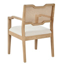 Farmhouse Dining Chairs Set of 2 with Upholstered Seats and Rattan Backrest by HouseOfZazla